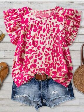 Women's Flutter Short Sleeve Print Top
